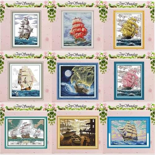 Plain sailing boat ship counted 11CT 14CT Cross Stitch Sets Wholesale DIY Cross-stitch Kits Embroidery Needlework Home Decor