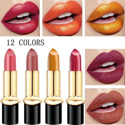 New Matte lipstick Waterproof Lip Blam Not-Stick Cup golden Makeup Lip Tint Mermaid metallic Shine Shimmer lipstick