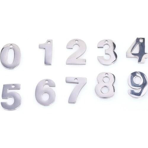 10pcs/Lot Stainless Steel Mirror Polish Birthday Digital Number 0-9 Charms Making Handmade Women Bracelet Anniversary Jewelry