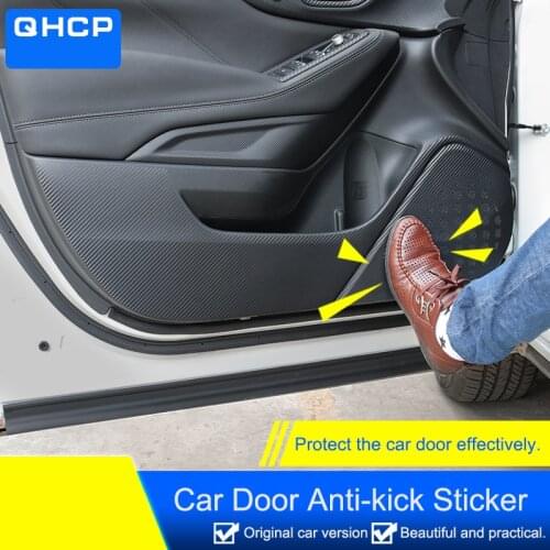 QHCP 4Pcs/Set Carbon Fiber Car Door Anti-kick Sticker Protector Film Auto Accessories Fit For Subaru Forester 2019 Car Styling
