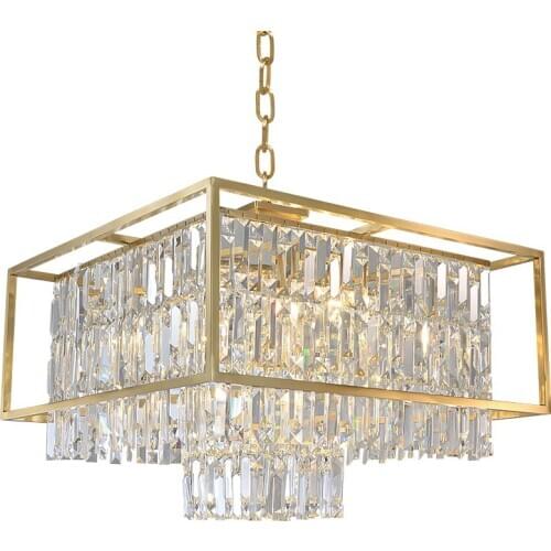 Luxury Modern LED Chandeliers Living Room Bedroom K9 Crystal Glass Light Fixture Simple Home Decoration Copper Suspendsion Lamps