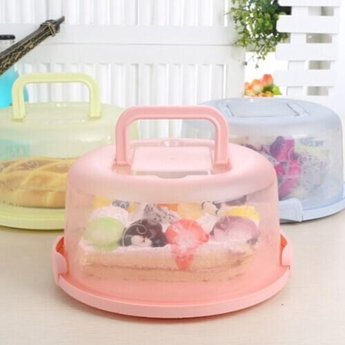 Handheld Cake Box Plastic Round Portable Bar Cake Storage Box Wedding Sealing Plastic Cupcake Container Birthday No Deformation