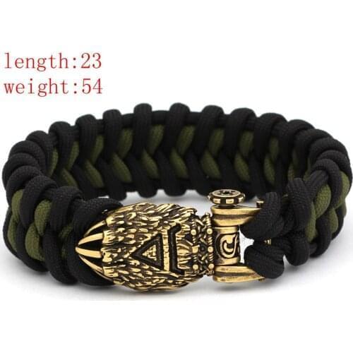 Nordic Viking bear paw odin rune paracord bracelet - stainless steel with valknut gift bag