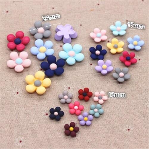 Mix Colors 13mm/17mm/24mm Resin Five-petal Flower FlatBack Cabochon DIY Jewelry/Phone Decoration