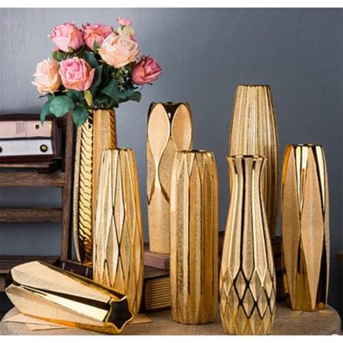 Vase Home Decor Decoration Accessories For Living Room Wall Planter ваза Decorations Maison Golden горшок цветов Vintage