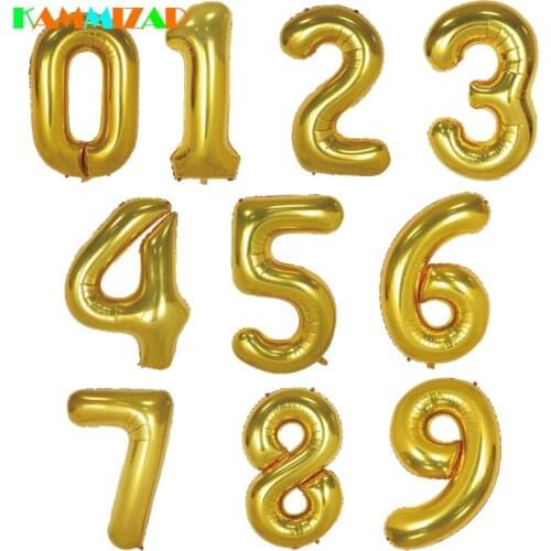 Gold Number Balloon Birthday Party Decoration 50pcs/lot 40inch Flatable Baby Shower Wedding Anniversary Foil Balloons Supplies