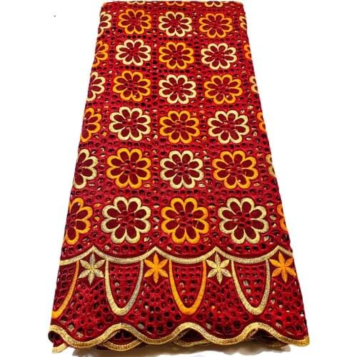 Hollowed-Out Embroidery 5 Yards African Lace Fabric 2021 Flower Brocade Jacquard Cotton Fabric 2318E2