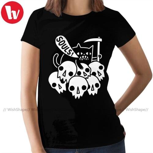 Funny Cat T-Shirt Cat Got Your Soul T Shirt Red O Neck Women tshirt Funny Oversize Pattern Ladies Tee Shirt