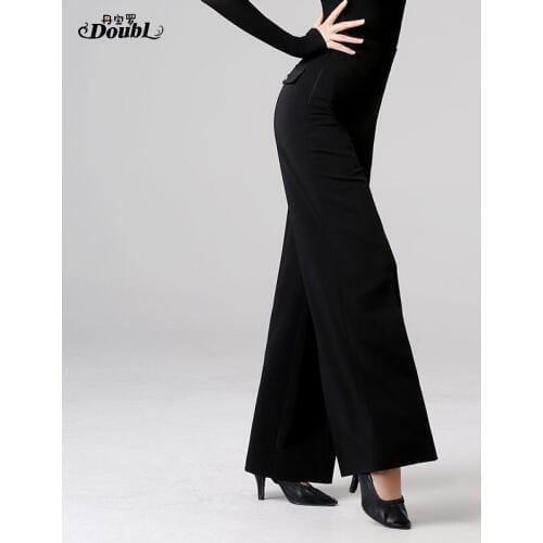 Latin pants womens new autumn and winter Latin dance high waist dance clothing training clothes pocket dance pants