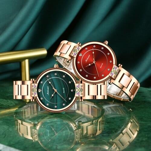 NIBOSI 2021 Women Watches Fashion Ladies Quartz Watch Bracelet Green Red Sakura Pink Dial Simple Rose Gold Strap Reloj Mujer