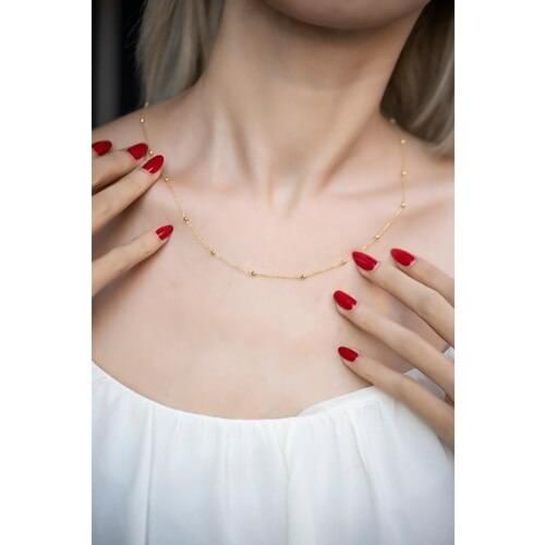 İzla Design 5592 Bulk Chain Pattern Gold Plated Silver Necklace