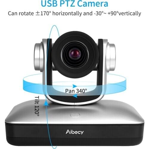 12X Optical Zoom Auto Focus Aibecy Full HD 1080P Video Conference Cam USB2.0 PTZ Camera with Remote Control for Training