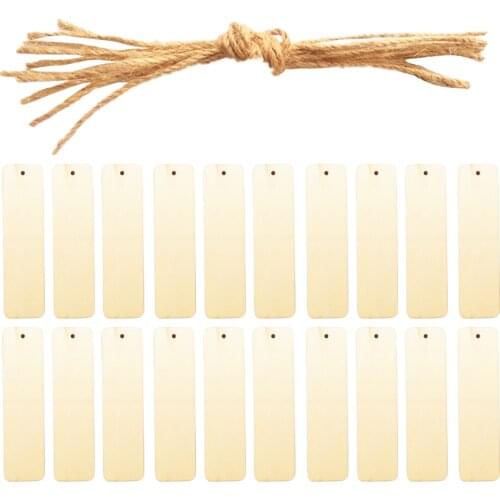 20pcs Rustic Rectangle Wood Pieces Gift Tags Pride Tags Tree Tags DIY Craft for Scrapbooking Jewelry Keychain Sewing Bookmark