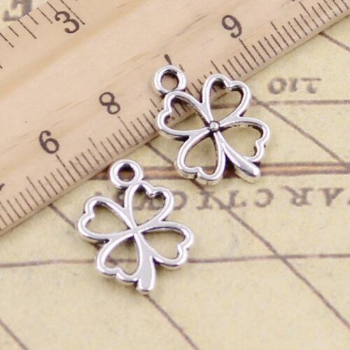 20pcs Charms Lucky Irish Four Leaf Clover 20x13mm Tibetan Silver Color Pendants Antique Jewelry Making DIY Handmade Craft