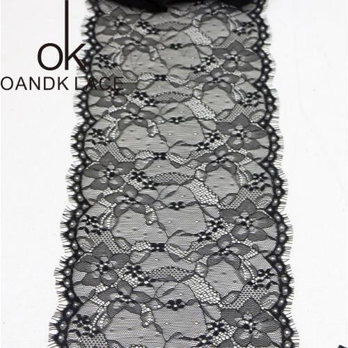 3 meter/ lot Eyelash Lace Fabric 18.5cm DIY Decorative High Quality Soft Off Nylon Eyelash Lace Trim Wedding Dress Fabric
