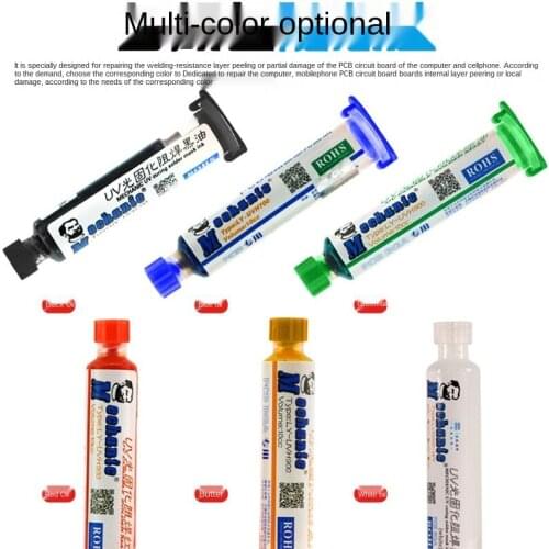 6 colors 10ML UV SOLDER MASK PCB BGA PAINT PREVENT CORROSIVE ARCING Soldering Paste Flux Cream Welding Fluxes Oil