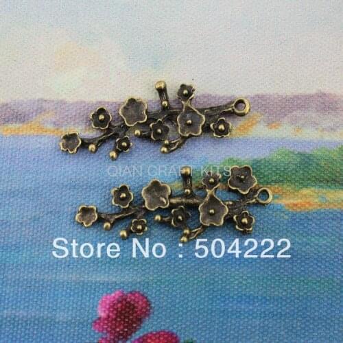 60pcs wintersweet antique bronze zinc alloy Charm Pendant drops DIY Supplies bracelet 42X16mm lead and nickle free
