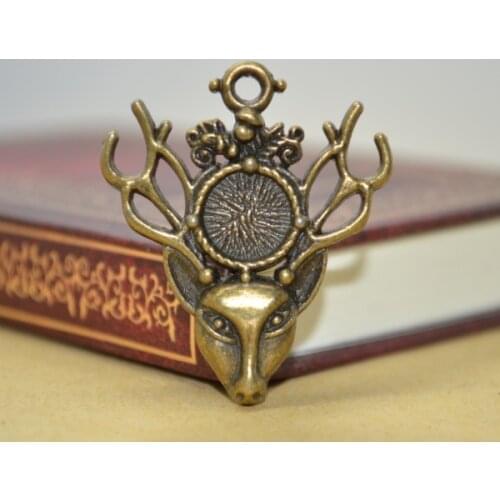 7Pcs Zinc Alloy Charms Antique Bronze Plated deer head Charms Pendants Metal Jewelry Findings Fit DIY 35*30mm D9184