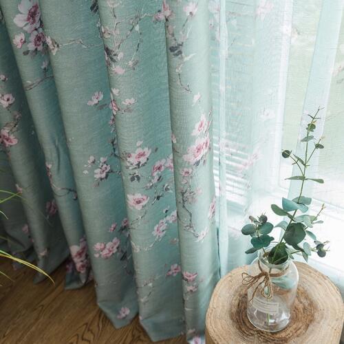 American Curtains for Living DiningRoom Bedroom Idyllic Cotton and Linen Fabric Semi-shaded Floral Curtain Product Customization