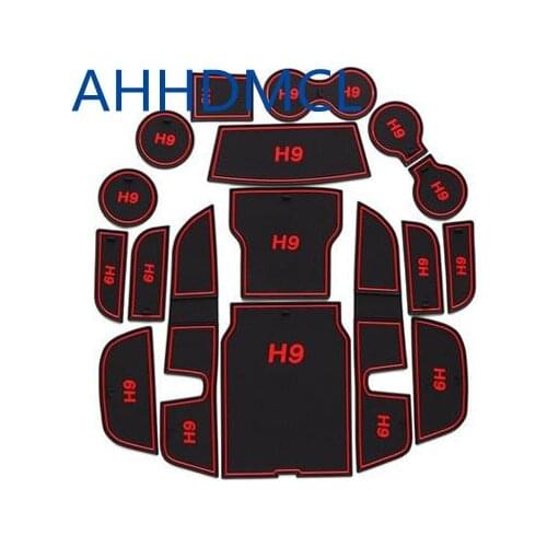 Car Anti-Dirty Pad Door Groove Gate Slot Cup Armrest Storage Pad Anti-Slip Mat For Great Wall Haval H9 2015 2016