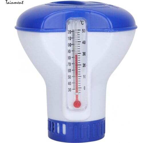 Large Pool Chemical Dispenser with Thermometer, Strong Floating Chlorine Dispenser for Indoor & Outdoor Swimming Pools Useful