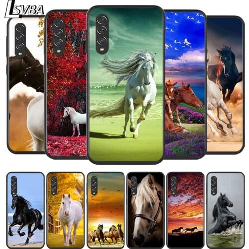 Running Horse Animal for Samsung Galaxy A90 A80 A70 A60 A50 A40 A20 A2Core A10 M31 M21 M60 M40 M30 Black Phone Case