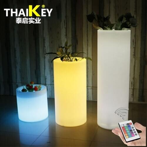 RGB LED Cylindrical Flowerpot Environmentally Battery Power Lighting Flowerpot Garden Landscape Lighting REMOTE Outdoor Yard POT