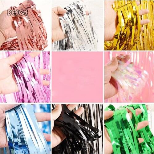 Color Tassel Rain Silk Curtain Dumb Bright Face Gradient Christmas Party Door Wall Background Decorate Decorative Ribbon B247D