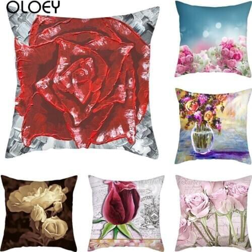 Flower Pillowcase, Square Polyester Pillowcase, Bedroom Soft Pillowcase, Decorative Pillowcase for Home Car, Size 45 * 45cm