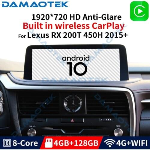 DamaoTek Android 10.0 12.3'' 4+128GB carplay screen for Lexus RX 200T 450H 2015-2020 radio para carro con pantalla autoradio