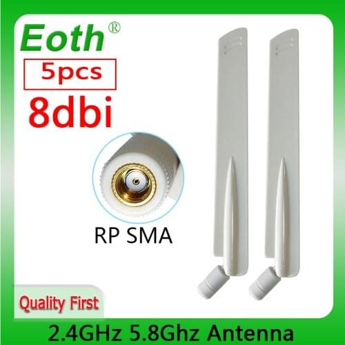 5PCS 2.4GHz 5.8Ghz IOT Dual Band wifi Antenna 8dBi RP-SMA Omni-Directional WIFI aerial SMA female wireless router