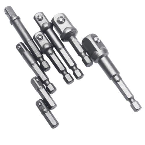 Fixmee 8Pcs Socket Adapter Impact Hex Shank Drill Bits Power Extension Bar Set 1/4" 3/8" 1/2" Connecting Rod Wrench