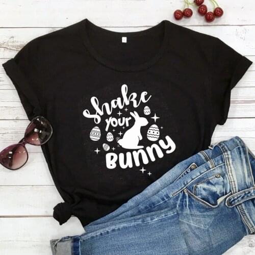 Shake Your Bunny T-shirt Cute Women Graphic Easter Day Gift Tshirt Funny Summer Short Sleeve 90s Christian Jesus Top Tee Shirt