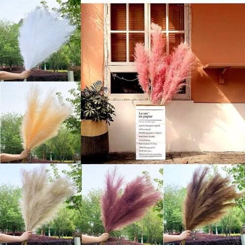 120cm Artificial Pampas Grass Dried Reed Flowers Bouquet Fake Plant For DIY Wedding Decor Phragmites Branch Plants For Home