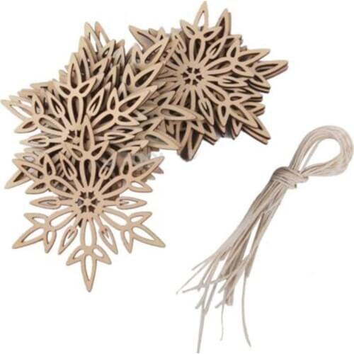 JX-LCLYL 10pcs Wooden Snowflake Ornaments Christmas Xmas Tree Party Home Hanging Decors