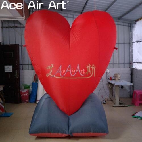 China manufacture beautiful inflatable air heart inflatable heart shape replica model with base for Valentines Day decoration