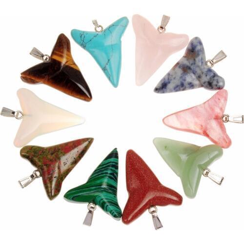 Sodalite Tigers Eye Large Carved Lucky Aventurine Shark Tooth Peace & Tranquility Charm Pendant Rare Passionate Pink Quartz Six