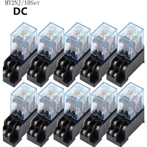 MY2NJ Relay Coil General DPDT Micro Mini Electromagnetic Relay Switch with Socket Base AC 12V 24V 36V 48V 110V 220V 380V