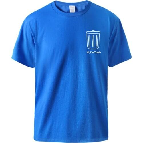 Trash Can Logo Print Tshirts Man Cool I'm Trash Cotton Tops Tees 2021 Male Summer Short Sleeve Clothess Homme Retro Top