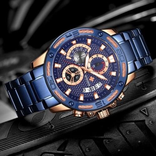 WWOOR Men Luxury Watch 2021 New Waterproof Chronograph Blue Watches Men Fashion Military Big Dial Sports Clock Relogio Masculino