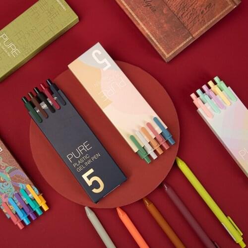 Set Macaron Pen Pure Gel Soft Candy Touch Body Ballpoint Black Color Ink Pens for Writing Gift Office School