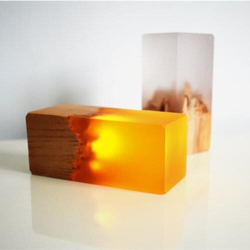 USB Power Resin Solid Wood Night Light Home Bedroom Decoration Unique Atmosphere Lamp Christmas Festival Gift