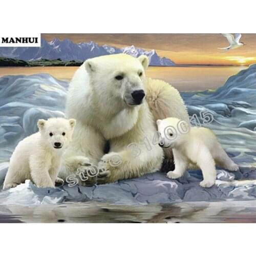 NEW Full diy Daimond Painting Mosaic full square rhinestones diamond painting embroidery Animal Polar Bear BFC207