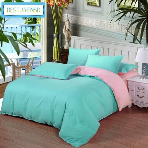 Bedroom Solid Color Bed Linen Edredon King Single Kids Size 4 Piece Bedding Set Quilt Cover Bed Sheet Pillow Case Dekbedovertrek