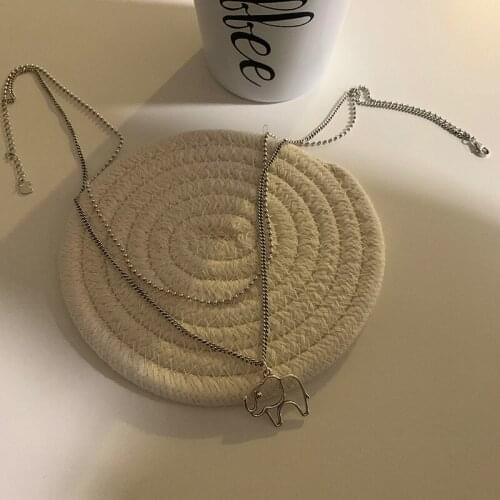 Retro Double Hollow Elephant Necklace Fashion All-Match Sweater Chain Jewelry For Women Feature Namour Charm Gift All Seasons