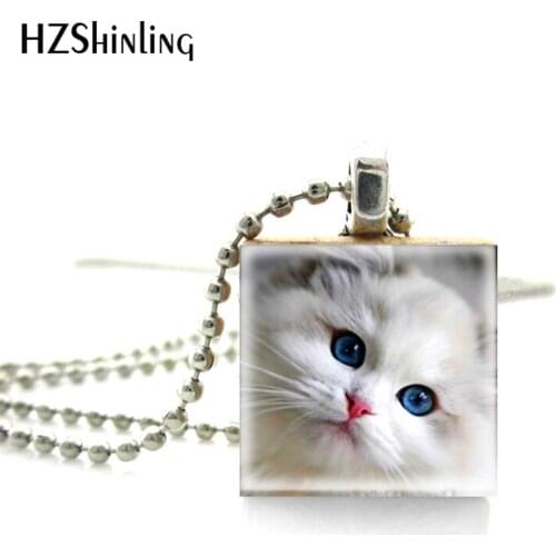 Necklaces Pendants Beautiful Innocent Eyes Cute Cat Jewelry Scrabble Tile Pendant with Ball Chain Necklace Included