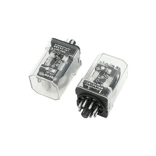 Pair Plastic Housing JTX-2C DC 24V Coil DPDT Power Relay 8 Flat Pins