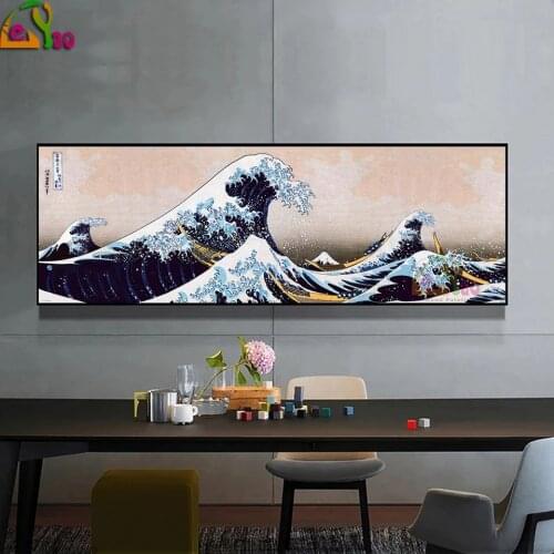 Full Square Diamond Painting Great Wave Off Kanagawa 5D DIY Mosaic Diamond Embroidery Landscape Cross Stitch Kit Home Decor