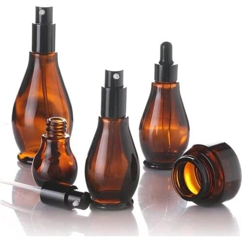 Empty Spray Bottle Amber Glass Travel Refillable Portable Refillable Shampoo Perfume Liquid Atomizer Empty Dropper Bottles Pump