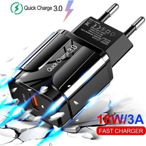 Travel QC3.0 Fast Charging 5V18W Mobile Phone Charger Travel USB Phone Charger Adapter for iPhone Huawei Xiaomi Samsung